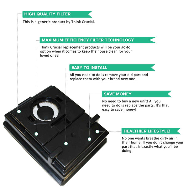 Crucial Vacuum Filter Replacement Parts Compatible With Rainbow Part # R10520, R-10520, R12106B - Fits Rainbow, Rexair, E & E2 Series - HEPA Style Filters, Vac Models For Home - Washable