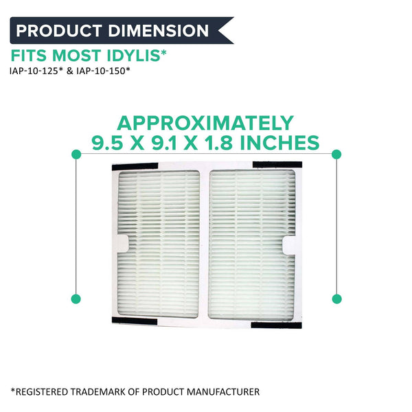 Crucial Air Replacements for Idylis HEPA Style B Air Purifier Filter & Carbon Filter, Compatible with Model # IAF-H-100B (2 Pack)