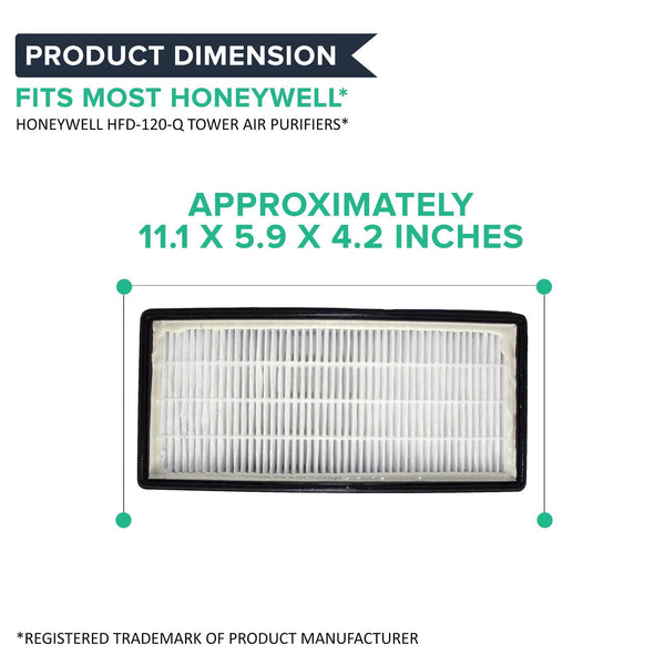 Dimension diagram of a pleated filter in a black frame