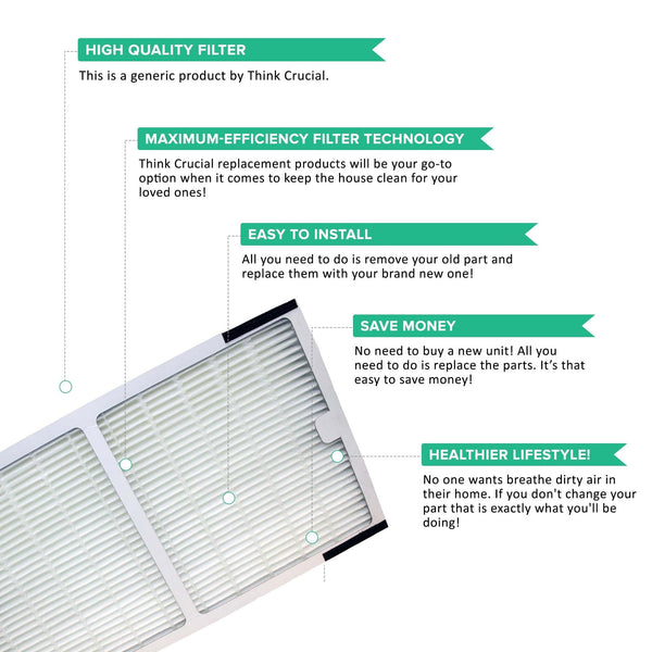 Crucial Air Replacement Filter Compatible with Idylis C Filter Air Purifier Parts 1.4” x 6.7” x 11.8” Pair with Hepa Style Filters Part IAP-10-200, IAP-10-280