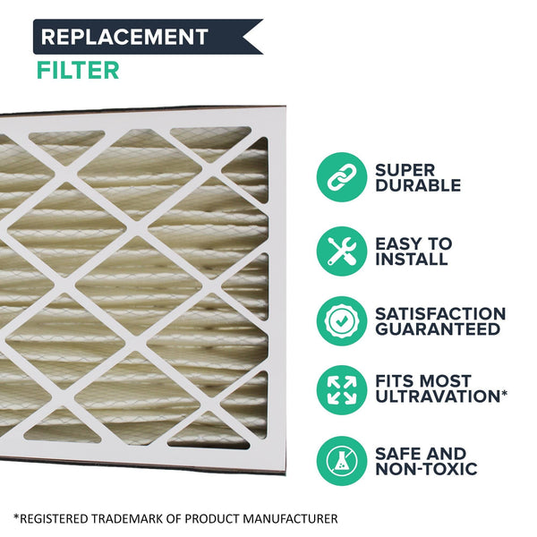 2pk Replacement 20x25x5 MERV-8 Pleated HVAC Furnace Filters, Fits Ultravation, Compatible with Part 91-006