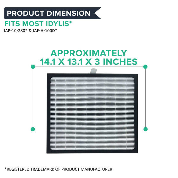 Crucial Air Replacement Parts Compatible with Idylis D Air Purifier Filter Part IAP-10-280 and Model IAF-H-100D - HEPA Style Filters For Home, Office - Air Purifier to Reduce Room Odor, Smell