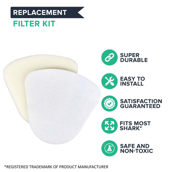 Crucial Vacuum Foam & Felt Filter Replacement Part # XFF350 XFF350NZ - Compatible with Shark - Fits Models NV350, NV350A, NV350E, NV350Q, NV350T, NV350W, NV350WC, NV350WM - Reduce Debris