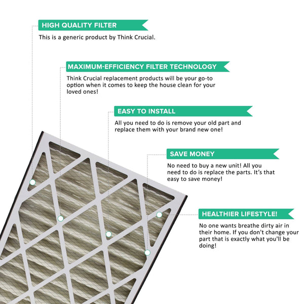 Replacement Air Filters Pleated Furnace Filter Parts Compatible With Trion Air Bear Part # 255649-101, Merv 8, 16 in x 25 in x 3 in