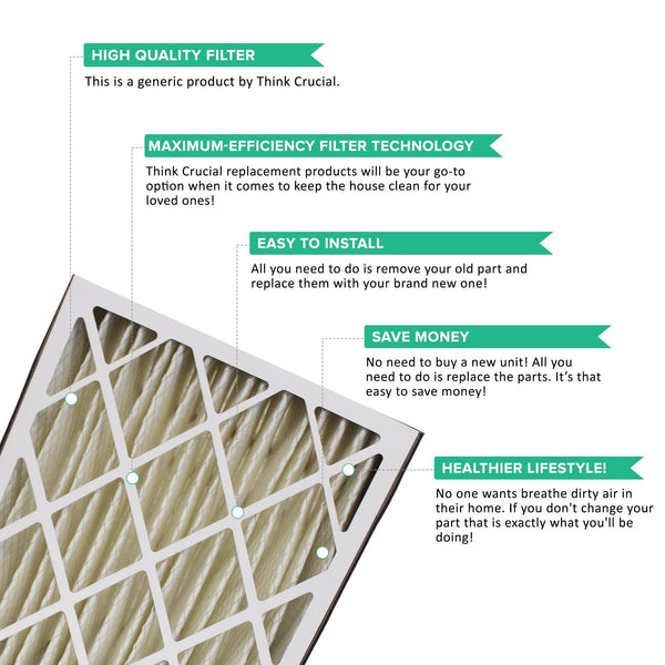 Crucial Air Replacements Compatible with Trion Air Bear 20x25x5 Pleated Furnace Air Filter Fits 255649-102, Merv 8