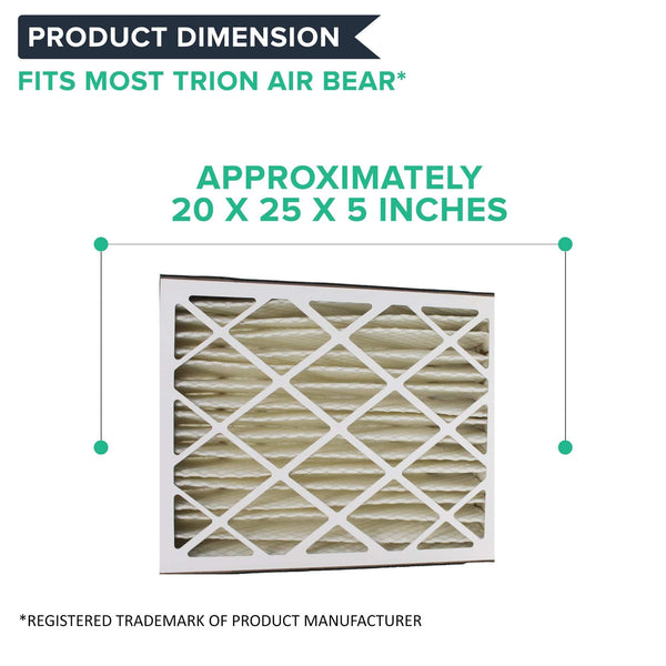 Crucial Air Replacements Compatible with Trion Air Bear 20x25x5 Pleated Furnace Air Filter Fits 255649-102, Merv 8