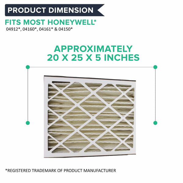 2pk Replacement 20x25x5 MERV-8 HVAC Furnace Filters, Fits Honeywell F100, F200 & SpaceGard, Compatible with Part FC100A1037