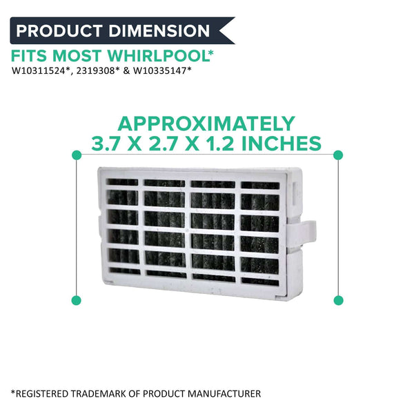 3pk Replacement Air Filters, Fits Whirlpool Air1 Refrigerators, Compatible with Part W10311524, 2319308 & W10335147
