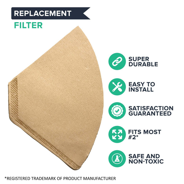 500PK Unbleached Natural Brown Paper #2 Coffee Filters