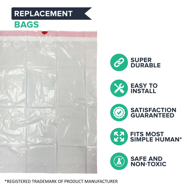 Replacement Garbage Bags, Fits Simplehuman Trash Bins, 45L / 12-Gallon, Style-M