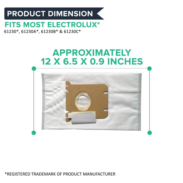 12pk Replacement Cloth Bags, Fit Electrolux Style S & Eureka Style OX, Compatible with Part 61230, 61230A, 61230B & 61230C