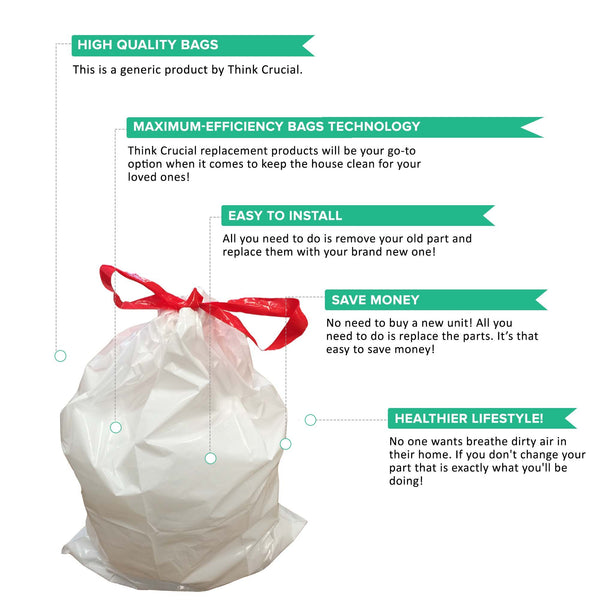 30pk Replacement Garbage Bags, Fits Simplehuman Trash Bins, 45L / 12-Gallon, Style-M