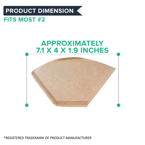 500PK Unbleached Natural Brown Paper #2 Coffee Filters