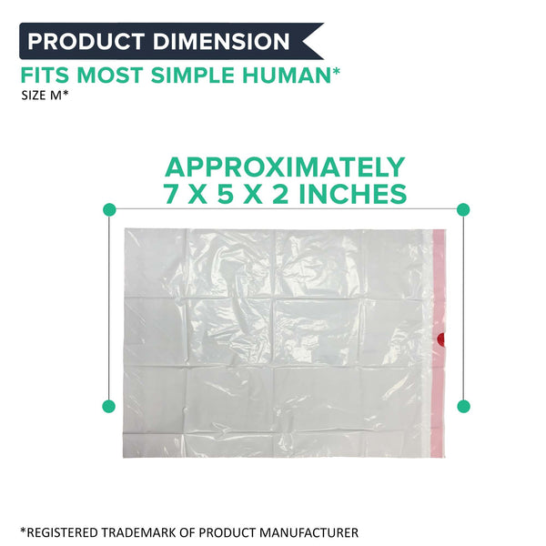 100pk Replacement Garbage Bags, Fits Simplehuman Trash Bins, 45L / 12-Gallon, Style-M