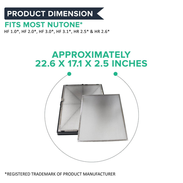 Think Crucial Replacement Hood Filters Compatible With Nutone Part #ACCGSFHP2, 1-Year Supply HEPA Style Pre Filter Kit Parts -Models: HF 1.0, HF 2.0, HF 3.0, HF 3.1, HR 2.5 and HR 2.6 (1 Pack)