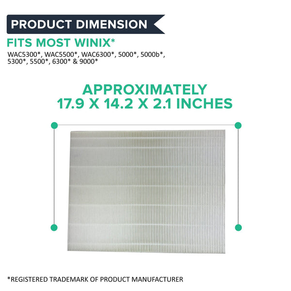 Crucial Air Carbon Filter Replacement Parts Compatible With Winix Part # 115115 - Fits Models 5000, 5000b, 5300, 5500, 6300, 9000, WAC5300, WAC5500, WAC6300 - Capture Debris, Pollen,Particles