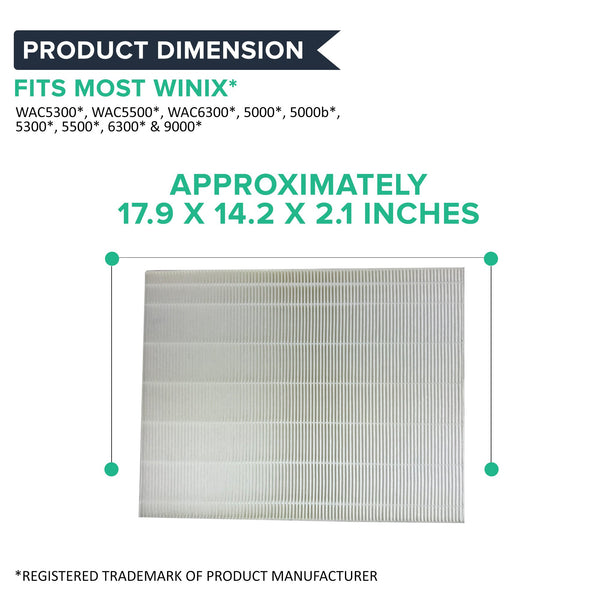 Crucial Air Carbon Filter Replacement Parts Compatible With Winix Part # 115115 - Fits Models 5000, 5000b, 5300, 5500, 6300, 9000, WAC5300, WAC5500, WAC6300 - Capture Debris, Pollen,Particles(2 Pack)