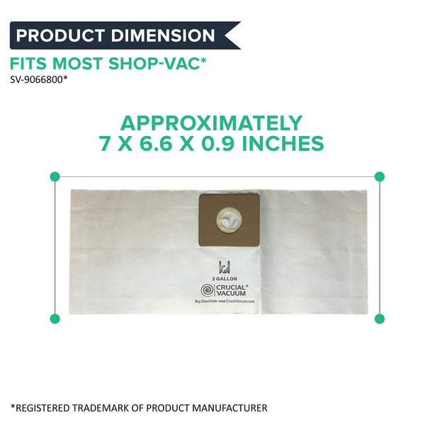 Think Crucial Replacement Vacuum Bags Compatible with Shop-Vac Part # SV-9066800, Fits Type B 2 and 2.5 Gallon Shop-Vac Wet & Dry Vacuum