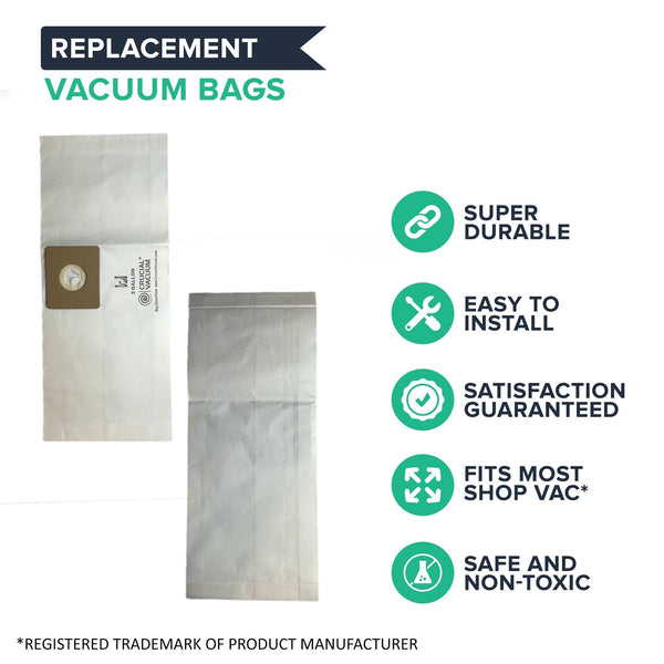 Think Crucial Replacement Vacuum Bags Compatible with Shop-Vac Part # SV-9066800, Fits Type B 2 and 2.5 Gallon Shop-Vac Wet & Dry Vacuum