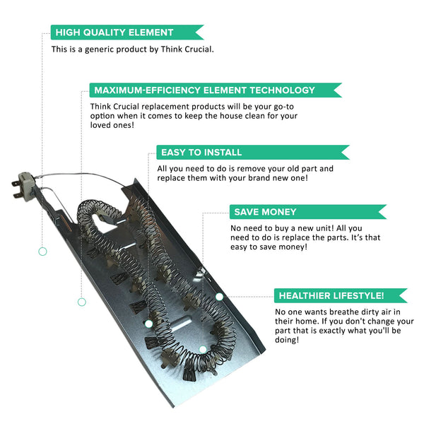 Replacement Dryer Heating Element, Fits Whirlpool, Compatible with Part 3387747, 8527865 & AP2947033