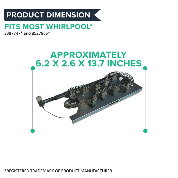 Replacement Dryer Heating Element, Fits Whirlpool, Compatible with Part 3387747, 8527865 & AP2947033