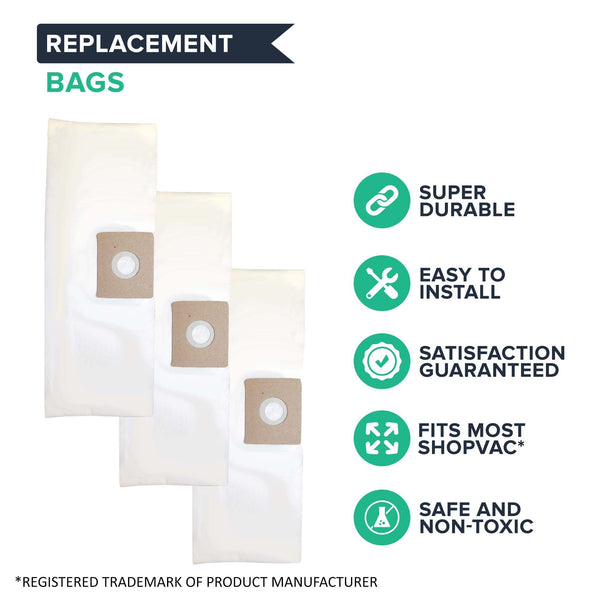 Think Crucial Replacement Vacuum Bag Compatible with Shop-Vac Part # SV-9066700, Fits Type A 1.5 Gallon Shop-Vac Wet and Dry Vacuum - (9 Pack)