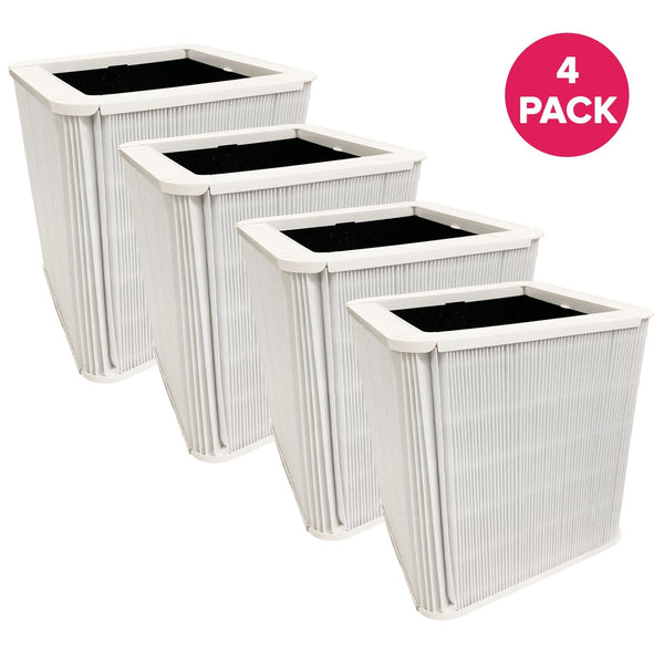 4-pack of square pleated Blueair-compatible filters with black carbon lining