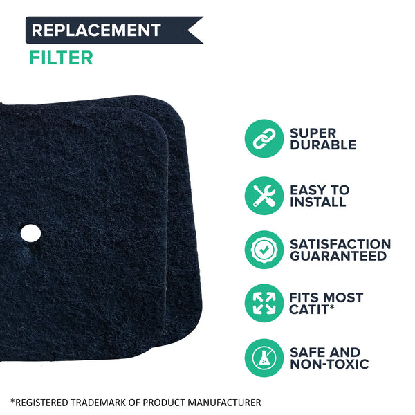 6pk Replacement Carbon Filters, Fits Catit Litter Pan, Compatible with Part 50685, 50700, 50701, 50702, 50722, 50695 & 50696