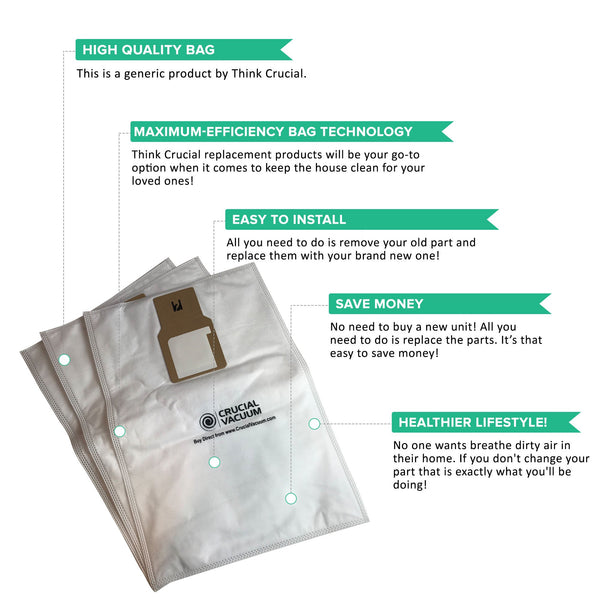 6pk Replacement Cloth Bags, Fits Kenmore 50688 & 50690, Compatible with Part 20-5068 & 20-50681