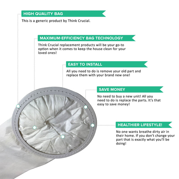 10pk Replacement 6 Qt Vacuum Bags, Fits ProTeam Commercial Backpack Vacuums, Compatible with Part 100431
