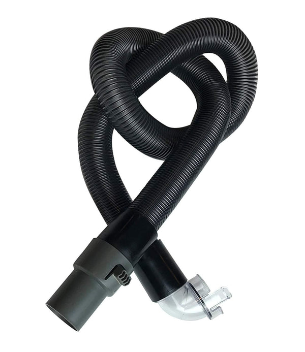 Replacement hose looped into a knot, showing the flexible ribbed body and both end fittings