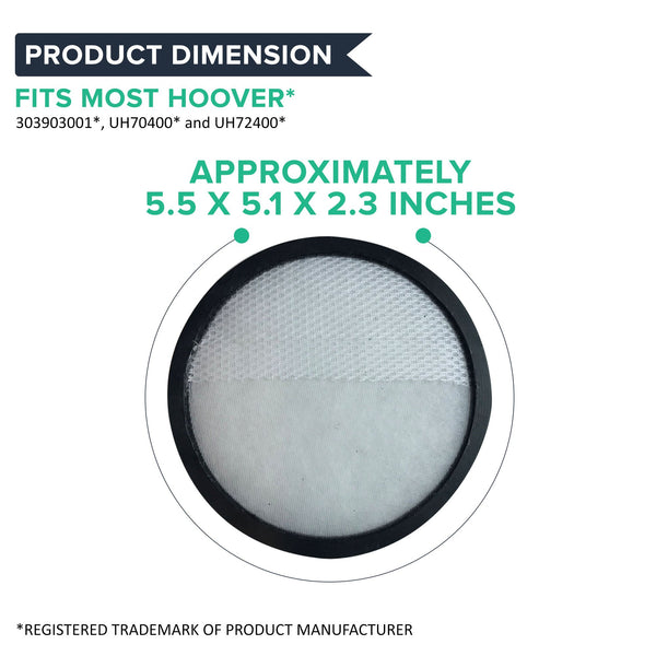 4pk Replacement Primary Filters, Fits Hoover Air Model, Washable & Reusable, Compatible with Part 303903001