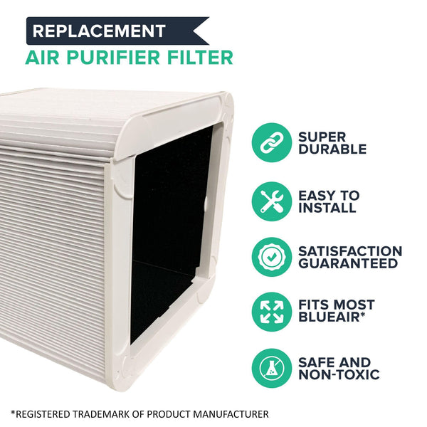Think Crucial particle and carbon filter for Blueair Blue Pure 211, 211+ and 221: white pleats with black carbon lining