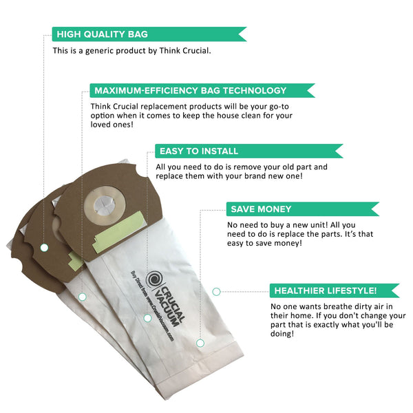 Replacement Bags, Fits Eureka AS AirSpeed, Compatible with Part 66655, 68155-6, 68155, 67726 & 84404