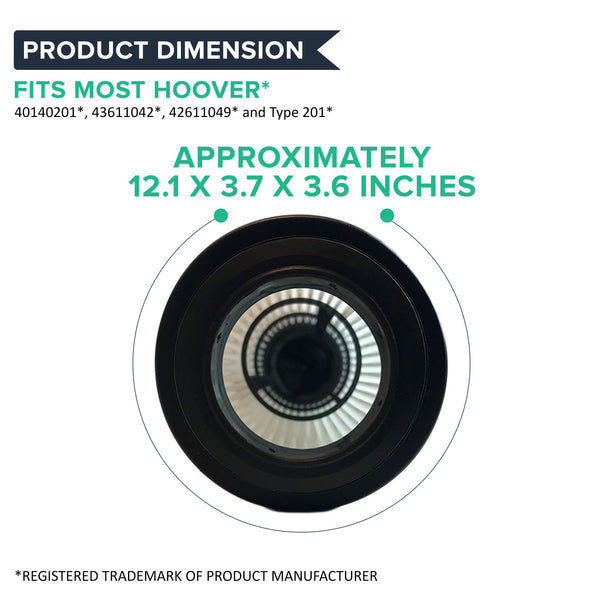 Crucial Vacuum Filter Replacement Parts Compatible With Hoover Part # 471062, 40140201, 43611042, 42611049, F923 - Fits Hoover Windtunnel Bagless HEPA Style Filter - Perfect Filters - Bulk (3 Pack)