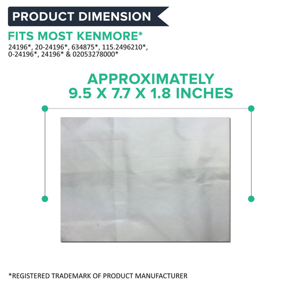 Crucial Vacuum Replacement Type B Cloth Vac Bags Part # 85003, 24196, 634875 115.2496210 - Compatible With Kenmore Bag and Oreck Canister Vacuums - Compact, Disposable Style For Vacuums