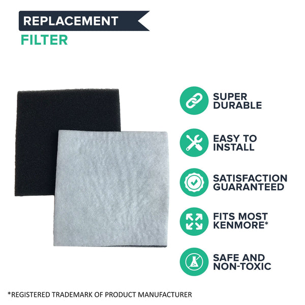 Crucial Vacuum Micro Filtration Filters Replacement - Compatible with Kenmore Part # 20-86883, 86883, 40321 - Allergen Foam Filters Fit Kenmore CF1 Micro Filtration, Progressive Filter