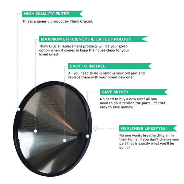 Think Crucial Washable & Reusable Stainless Steel Cone Coffee Filter Fits Chemex¨-Brand 6, 8 & 10 Cup Coffee Makers