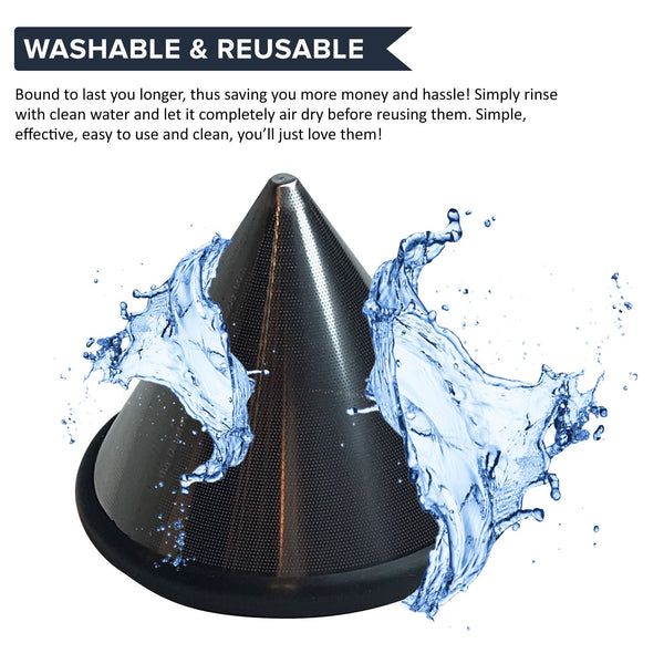 Think Crucial Washable & Reusable Stainless Steel Cone Coffee Filter Fits Chemex¨-Brand 6, 8 & 10 Cup Coffee Makers