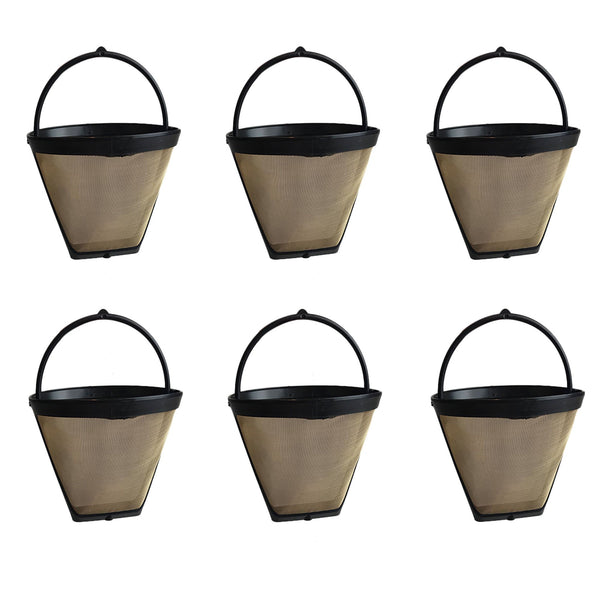 Crucial Coffee Cone Filter Replacement - Compatible with Cuisinart GTF-4 GTF4 Part # DCC-1000BK, DTC-975BKN, DCC-750, DCC-1100, DCC-1200, DCC-2200, DCC-2600 DCC-2650 DCC-2750 DCC-2800 (6 Pack)