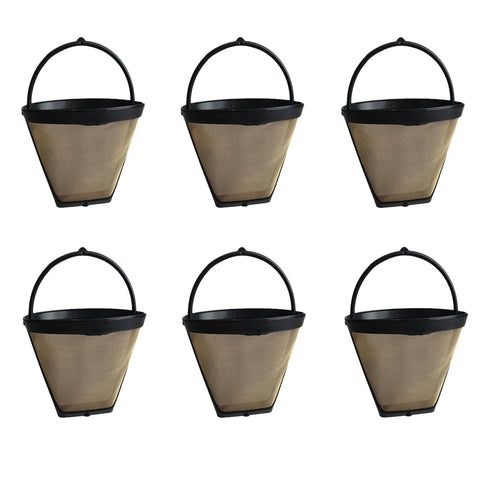 Repl. #4 Gold Tone Coffee Filter For Cuisinart, Braun, GE, Krups (6PK)