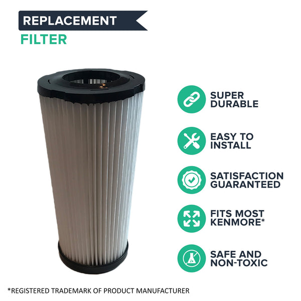 2pk Replacement Dust Cup HEPA Style Filters, Fits Kenmore DCF5, Compatible with Part 618683, 02080011000 & 02039000000