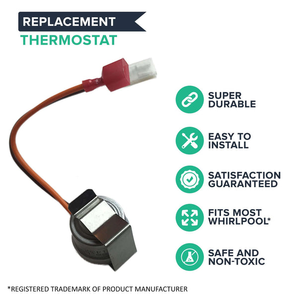 Replacement Refrigerator Defrost Thermostat, Fits Whirlpool, Compatible with Part 10442411