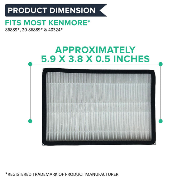 4pk Replacement HEPA Style Exhaust Filters, Fits Kenmore EF1, Compatible with Part 20-86889, 86889, & 40324