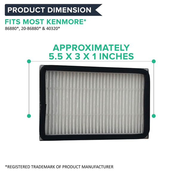 2pk Replacement HEPA Style Exhaust Filters, Fits Kenmore EF2, Compatible with Part 86880, 40320 & MC-V194H