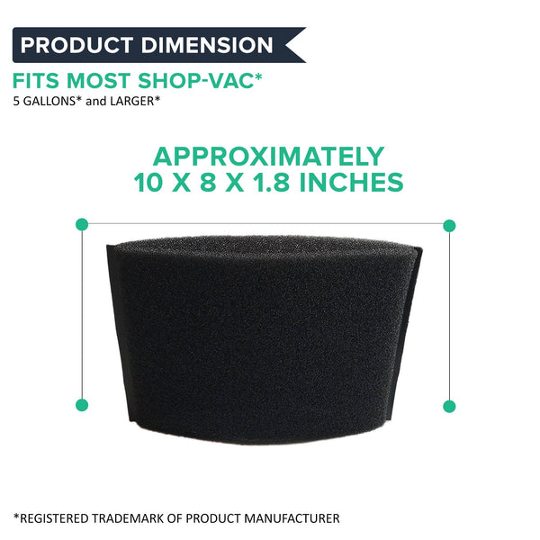 Think Crucial Replacement Foam Filter Compatible with Shop-Vac Part # 9058500 9058562, Fits Vacuum Models Shop Vac Wet and Dry Vacuums, Hold 5 Gallons or More, Ideal For Home and Office Ð (3 Pack)