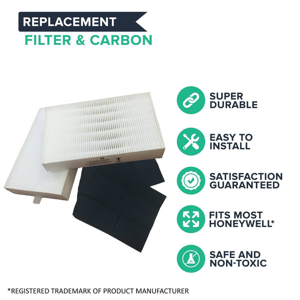 2pk Replacement Carbon Filter & 4 R Air Purifier Filter Kit, Fits Honeywell, Compatible with Part HRF-ARVP