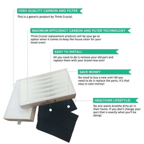 Replacement Carbon Filter & R Air Purifier Filter Kit, Fits Honeywell, Compatible with Part HRF-ARVP