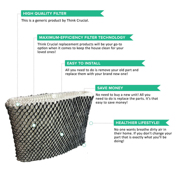 Crucial Air Humidifier WIck Filter Replacement Part # HWF64 Filter B - Compatible With Holmes Air Filters Model HM1761, HM1645, HM1730, HM1745, HM1746, HM1750, HM2200, HM2220, SCM1746 - Bulk (6 Pack)
