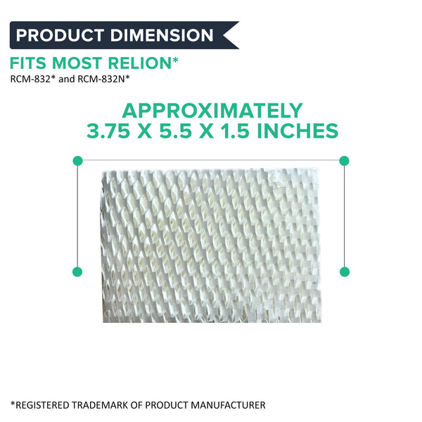 6pk Replacement Wick Filters, Fits ReliOn RCM832, RCM 832N, & DH-830 Humidifiers, Compatible with Part WF813